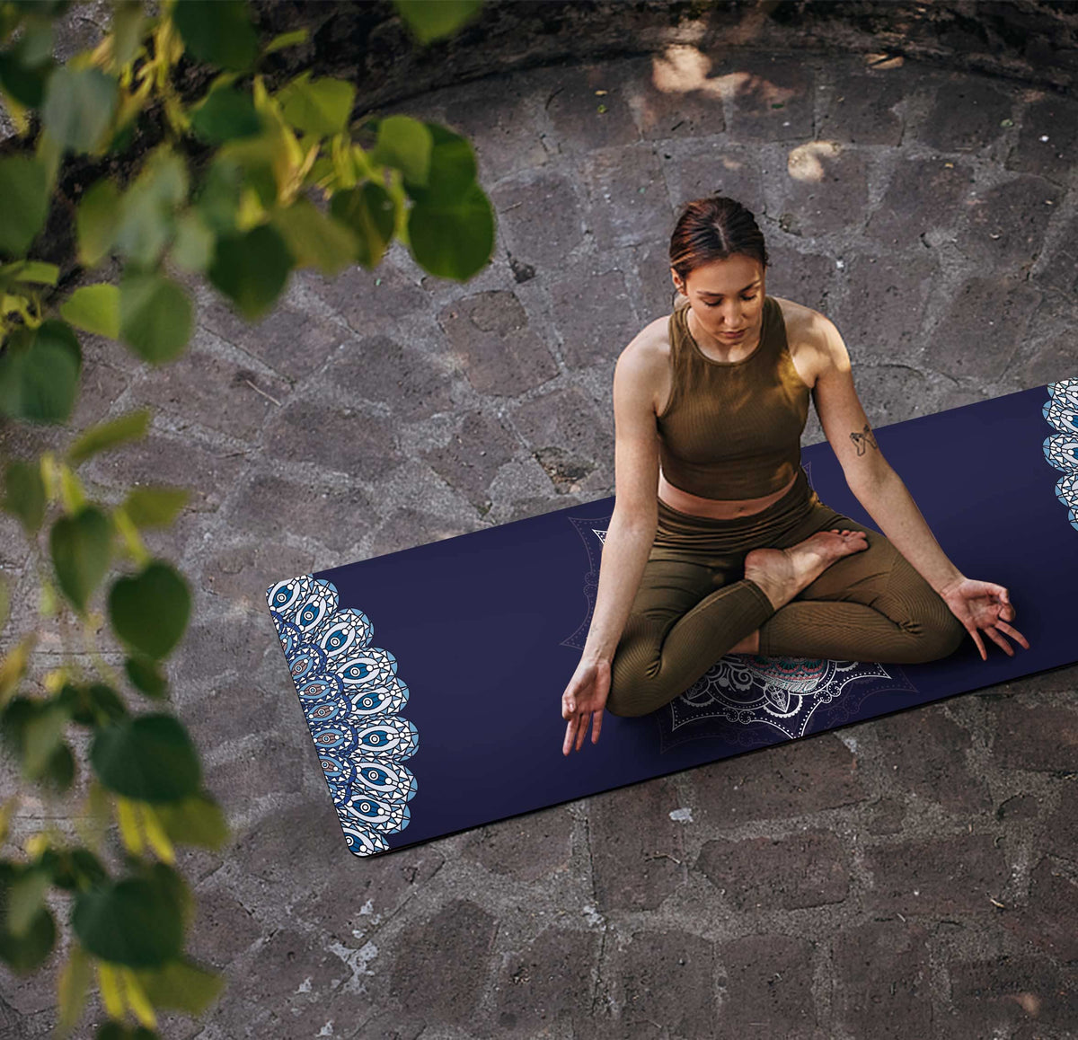 Printed Travel Yoga Mat (DarkBlue)