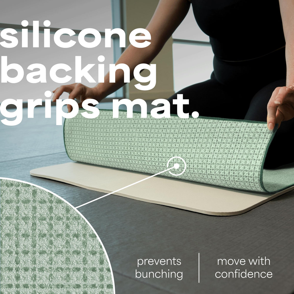 Aura Microfiber Yoga Mat Towel with Grip (Green)