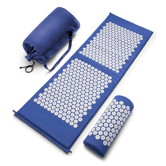 Sivan Acupressure Mat & Pillow Set for Back & Neck (Blue/White / XL)