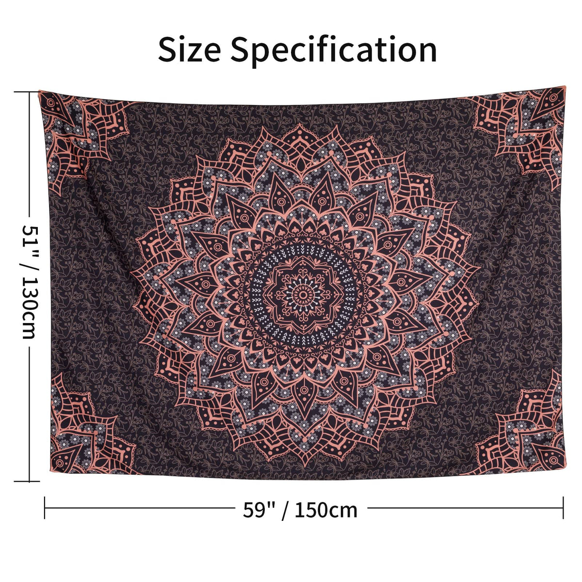 Black Pink Mandala Tapestry Wall Hanging Vintage Tapestries Aesthetic Hippie Decor Bohemian Wall Art Boho Home Decoration for Bedroom (59"L x 51"W / Black and Pink Mandala Tapestry)