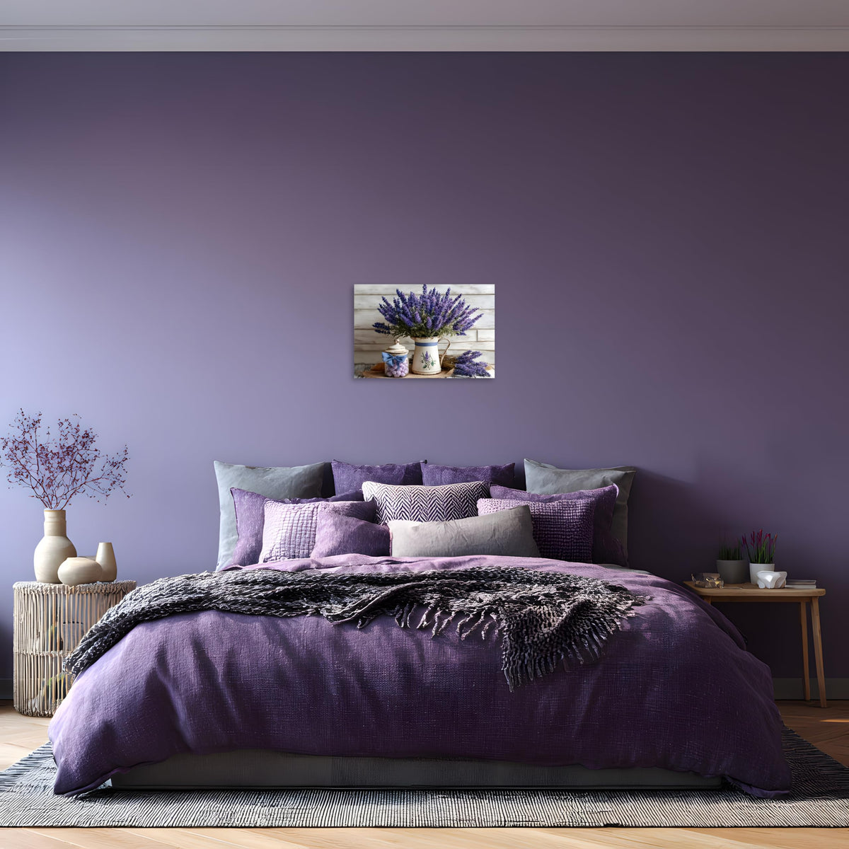 1 Panel Purple Lavender Wall Art Rustic Floral Bathroom Wall Decor Purple Farmhouse Flower Poster Country Pictures Art Print for Bathroom Bedroom Office Decorations Ready to Hang 24"x36" (36"L x 24"W / Purple Flower 16)