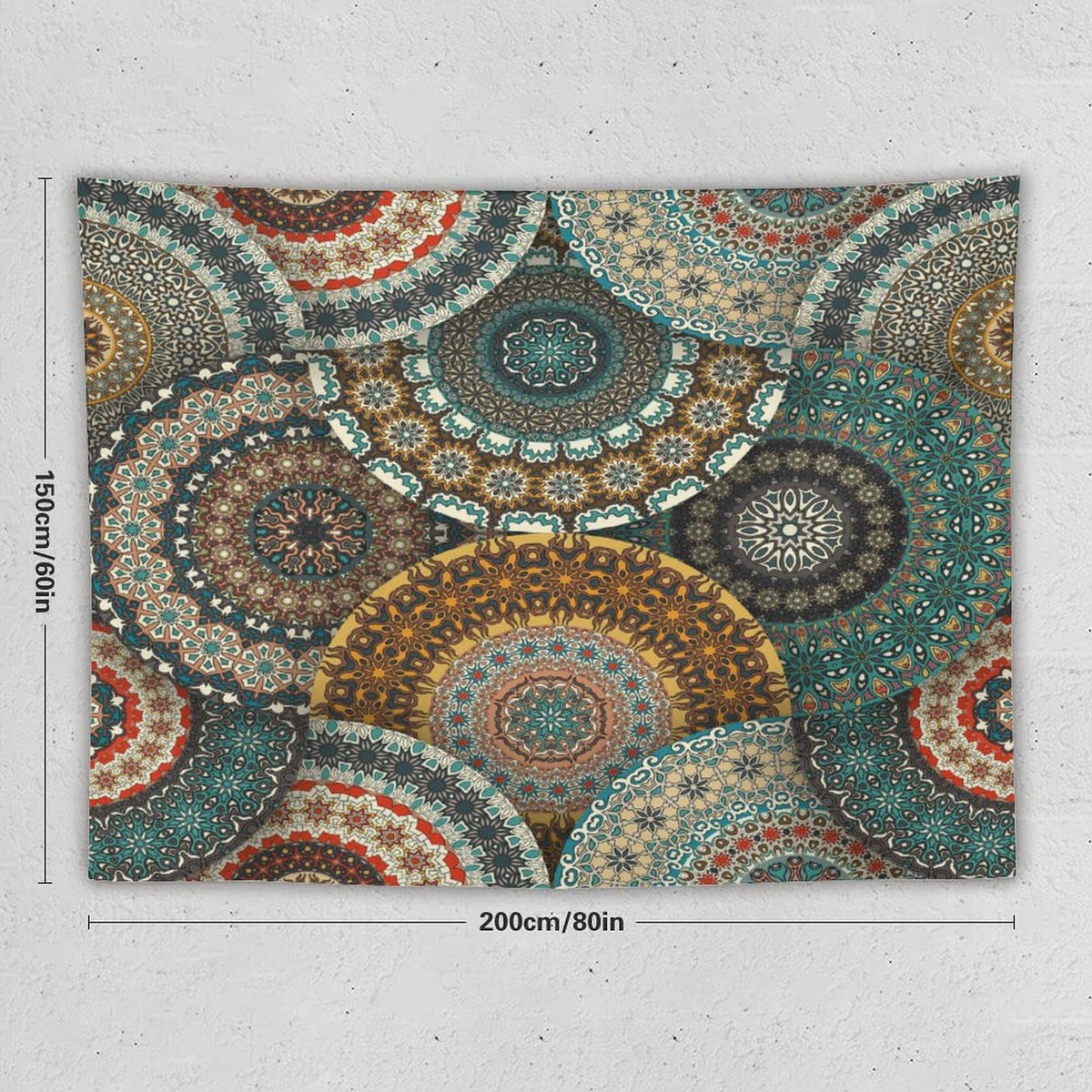 Bohemian Tapestry Wall Hanging Colorful Vintage Floral Mandala Flower Aztec Boho Tapestries Home Decor for Living Room Bedroom Apartment Farmhouse Dorm 60"x80" (60"L x 80"W / Mandala-17)