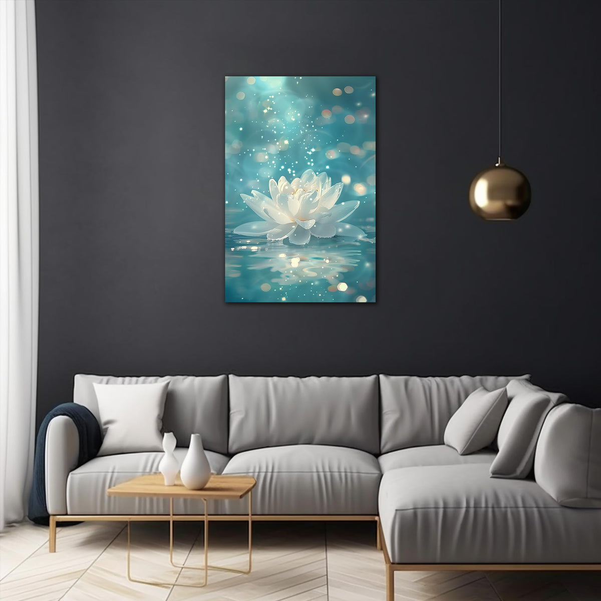 Zen Wall Art White Lotus Flower Canvas Art Print for Spa Bathroom Decor (Zen Stones Canvas Frame-06 / 36"L x 24"W)