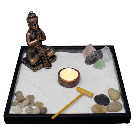 Mini Zen Garden Kit for Desk with Rake (9Lx9W)