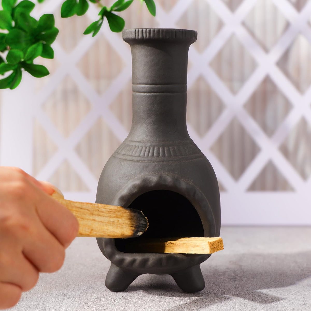 Sage & Palo Santo Sticks Holder for Incense Cones (Mexican Palo Santo Holde-black)