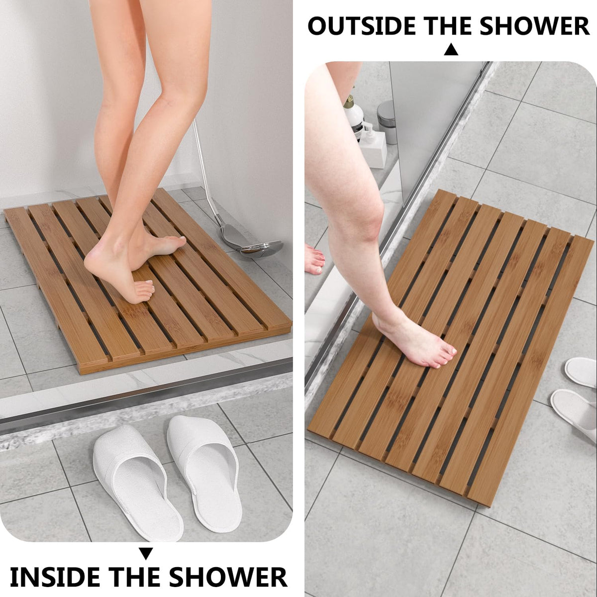Wooden Bamboo Bath Shower Mat (Walnut / 31.3" x 18.1" (Rectangular))