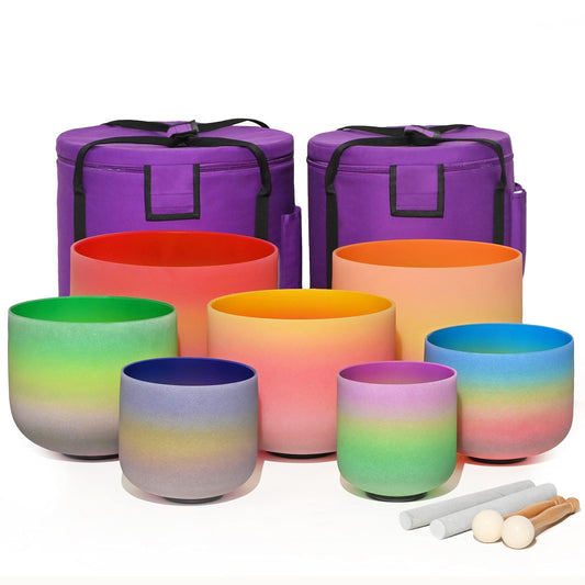 440hz 6 12 inch Quartz Crystal Singing Bowl Set of 7 (6"-12" / 6"-12" multicolor)