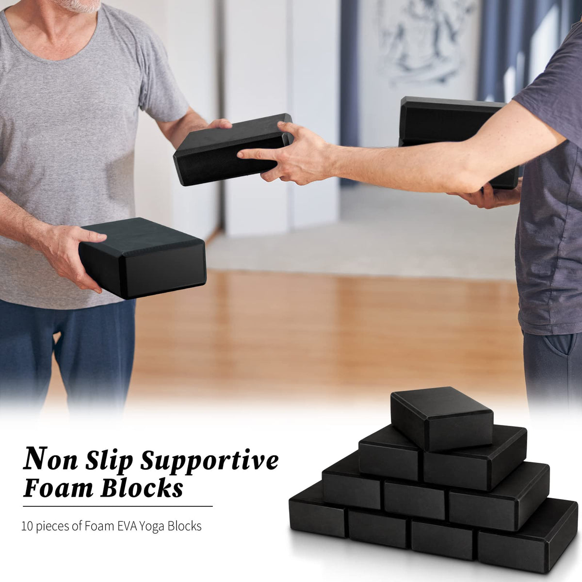 10 Pcs Yoga Blocks Bulk (Black)