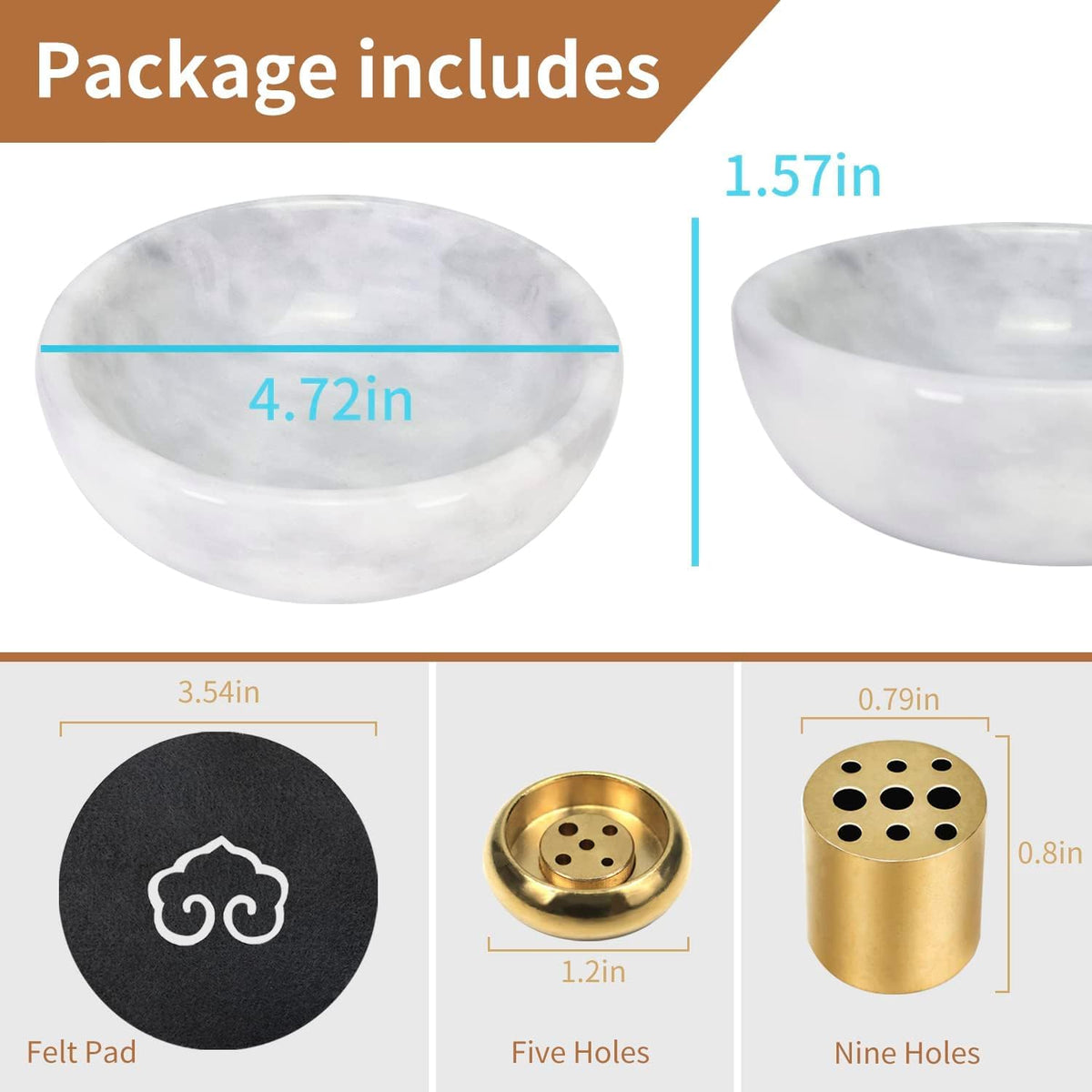 Natural Marble Incense Burner (Gray / Medium)