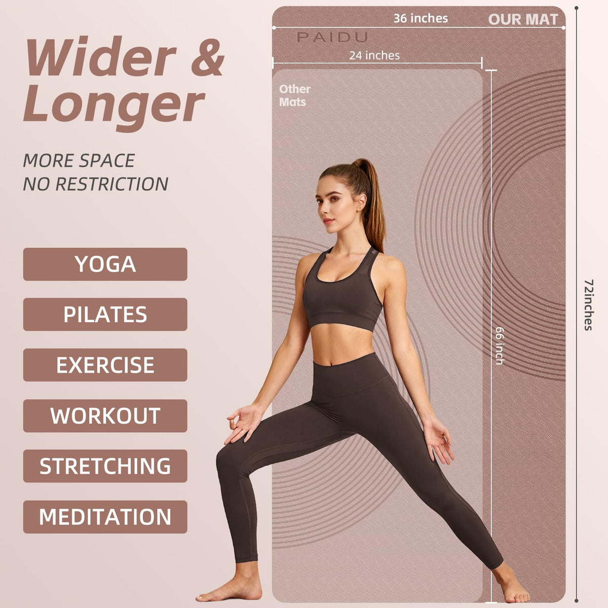Extra Large Yoga Mat (Brown - Double C)