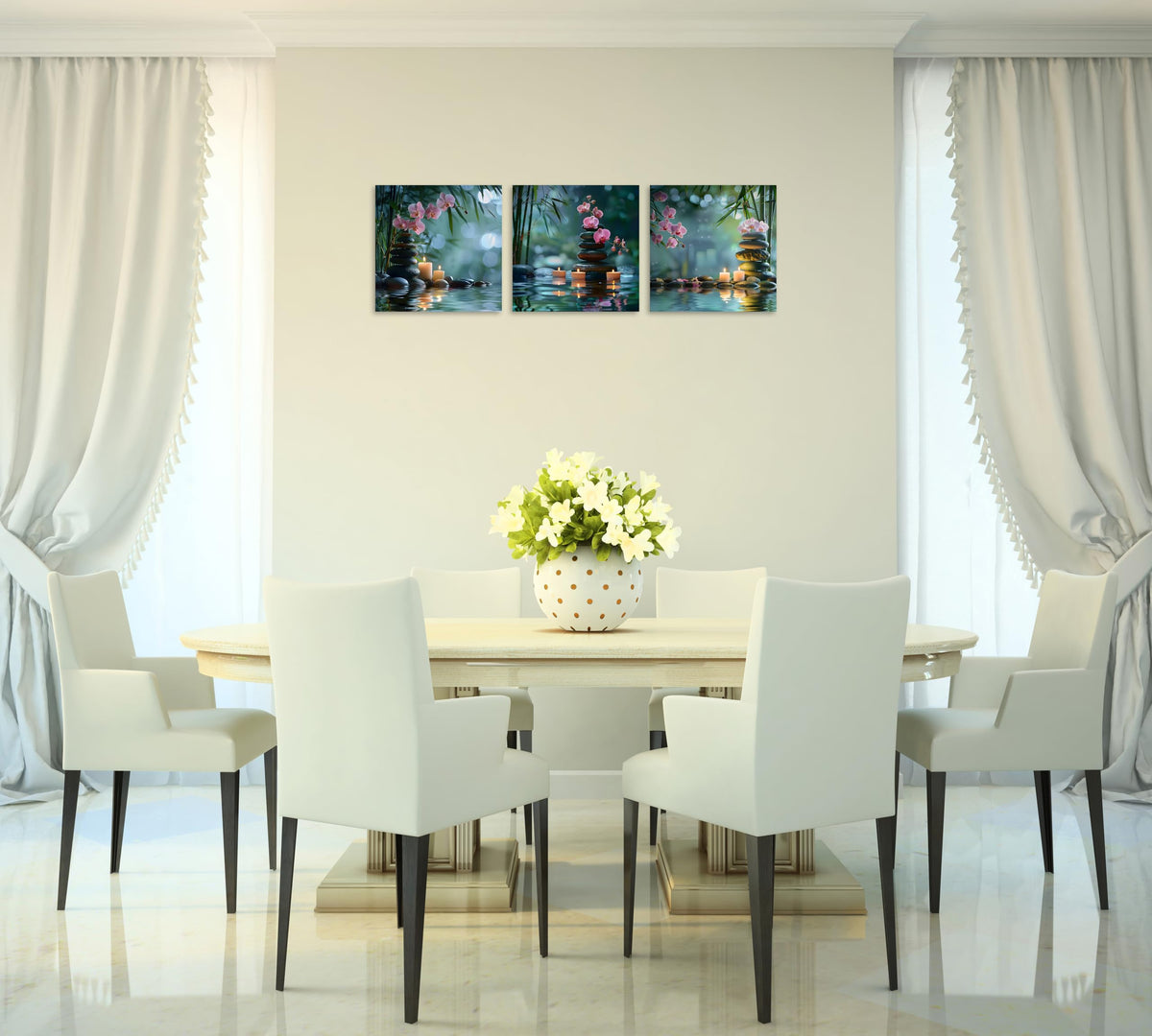 3 Panels Zen Canvas Wall Art Zen Art Green Bamboo Candle Orchid in Water Pictures Spa Artwork for Bathroom Spa Pictures for Home Decor Wall Decoration Ready to Hang Each Panel 20x20inch (20x20inchx3 / Pink Zen 4)