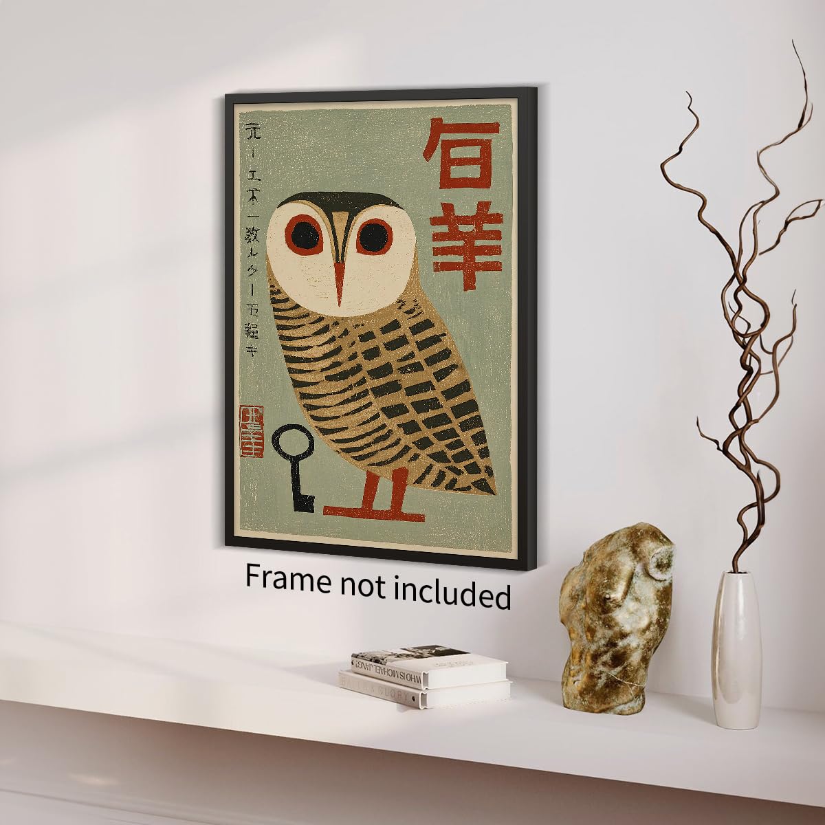 Japanese Animal Poster Prints Vintage Owl Canvas Wall Art Minimalist Bird Painting Nature Rustic Artwork 24x36in Unframed for Mid Century Lndie Room Bedroom Living Room Gallery Decor (Unframed / Japanese Wall Art / 36"L x 24"W)
