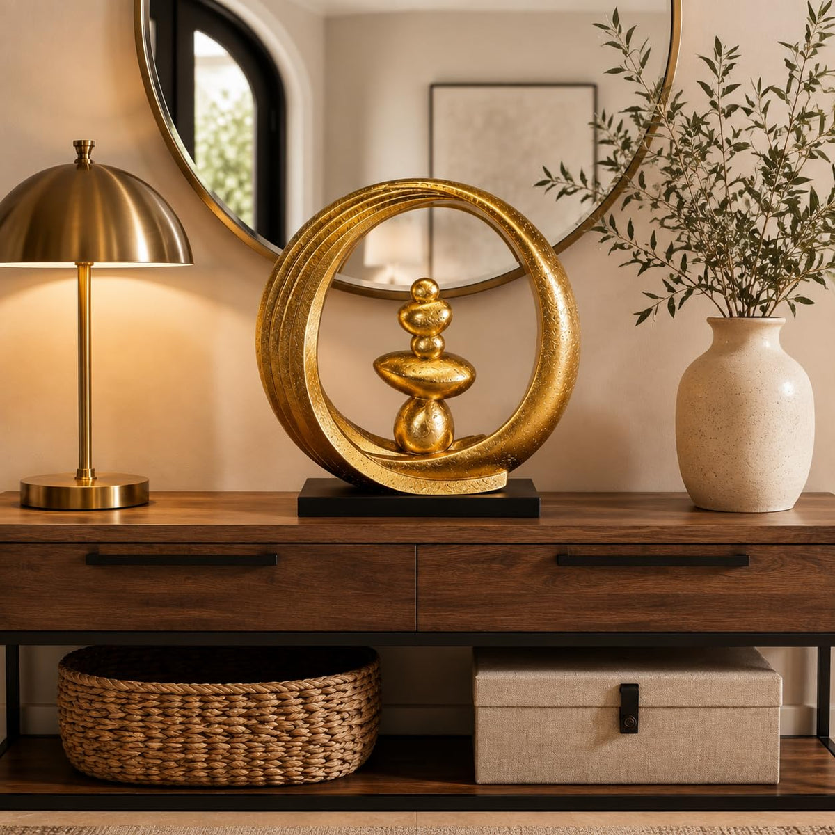 Gold Sculptures Decor for Modern Home Shelves Fireplace Mantel (Whole Gold)