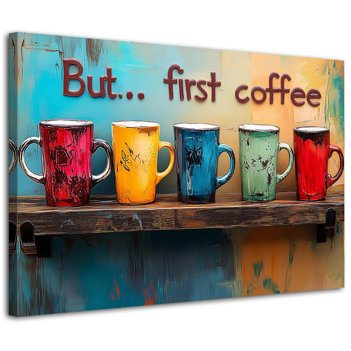 Colorful Wall Art But First Coffee Sign Mug Picture Kitchen Wall Decor for Ding Room Decoration Abstract Family Bar Painting Prints 32x48” Coffee Station Decor Watercolor Cafe Cup Poster Artwork (48"L x 32"W / BFCOFEE)