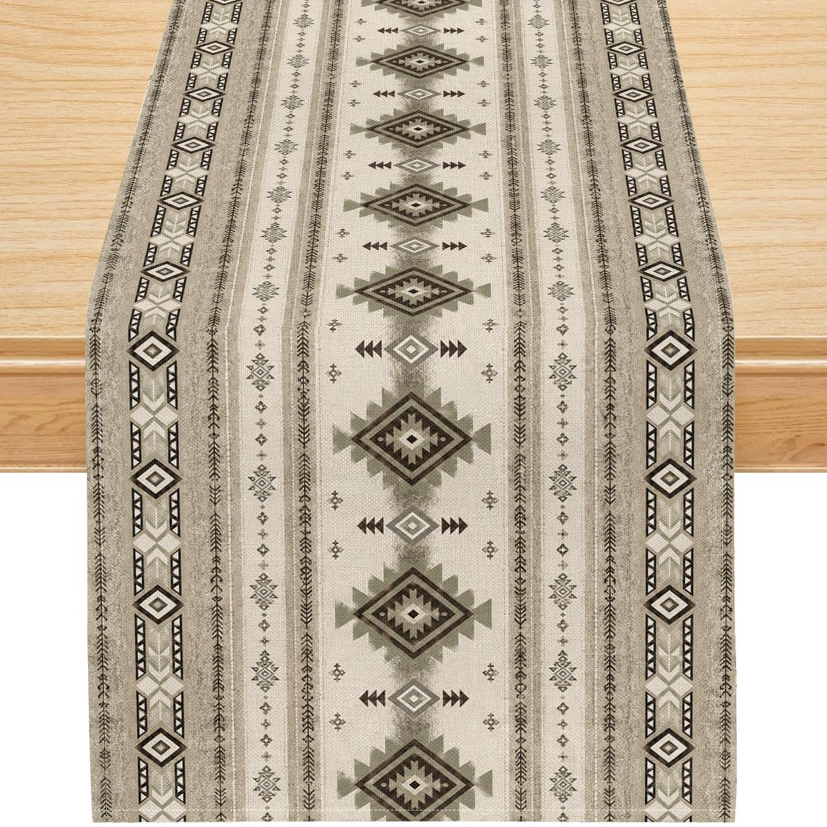 Boho Geometric Aztec Table Runner (13x120inch / Aztec 3)