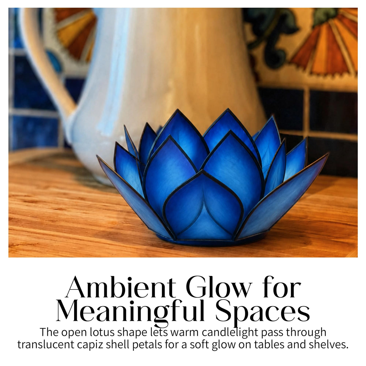 Lotus Tea Light Candle Holder (Blue Lagoon / Mini)