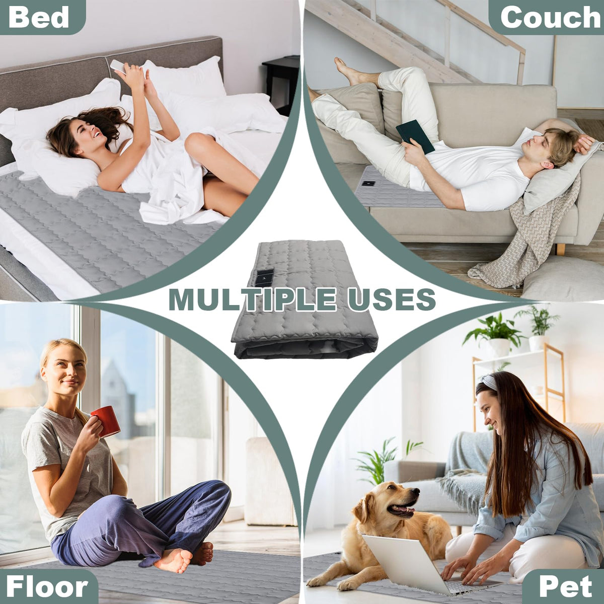 Grounding Mat Cotton Grounded Pad Silver Fiber Earth Connected Mat for Bed (24x36 Inch / Grey)