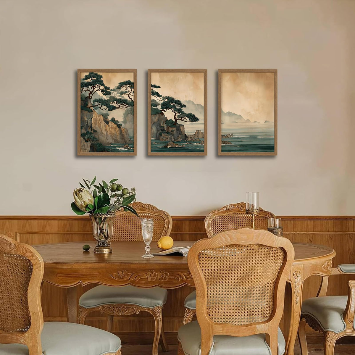 Japanese Zen Wall Art Set of 3 (TreeHill / 12x16 Inch)