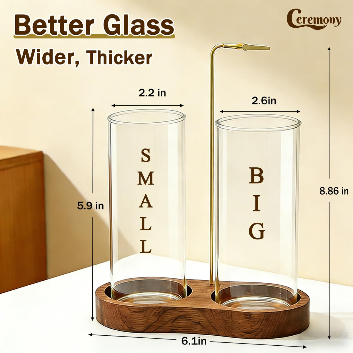 Incense Holder (2 in 1 Wooden Elliptical / Two Glass)