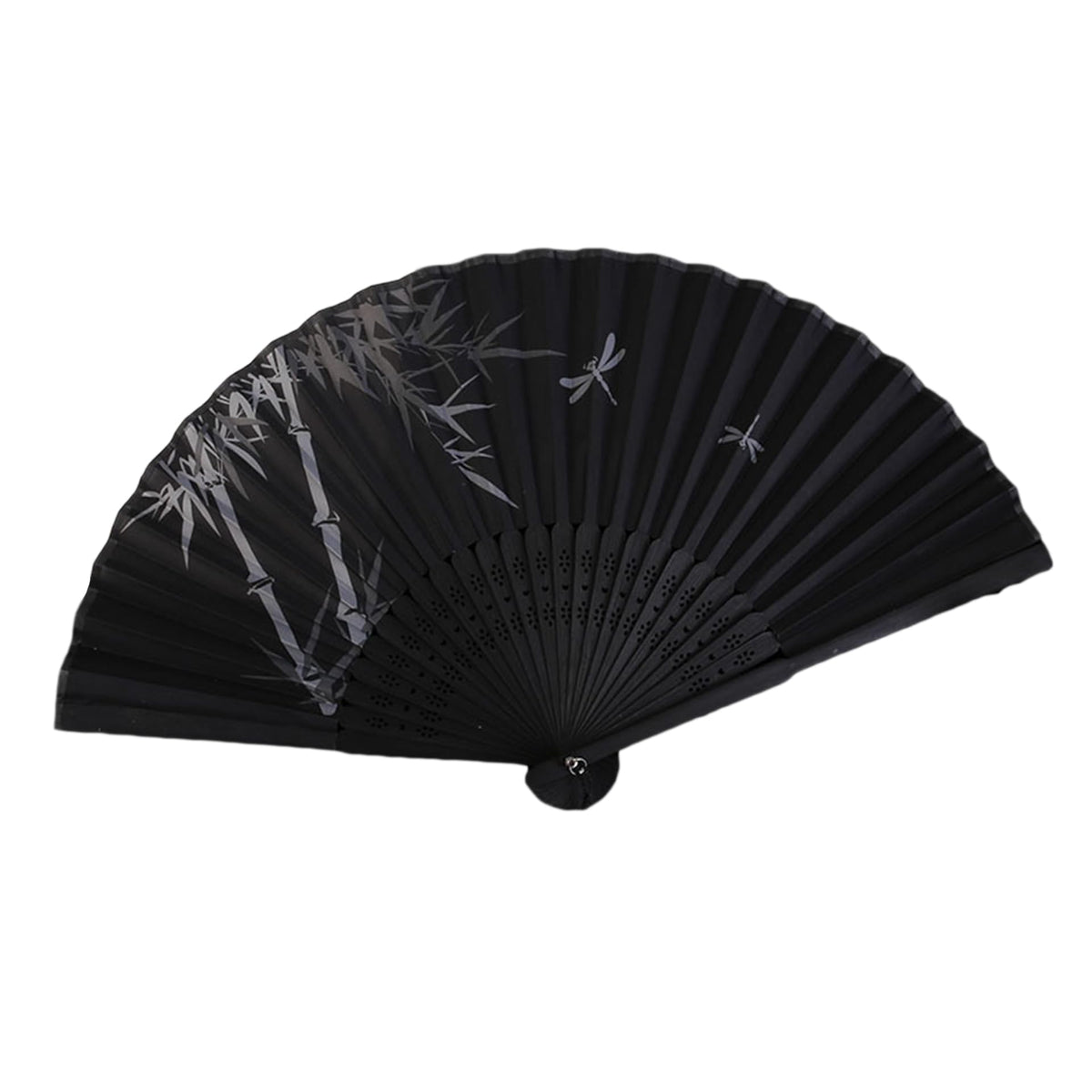 Japanese Fan Hand Portable Fan Handheld Bamboo Fans Japanese Vintage Retro Fan Home Dancing Party Wedding Silk Bamboo (Black-5)