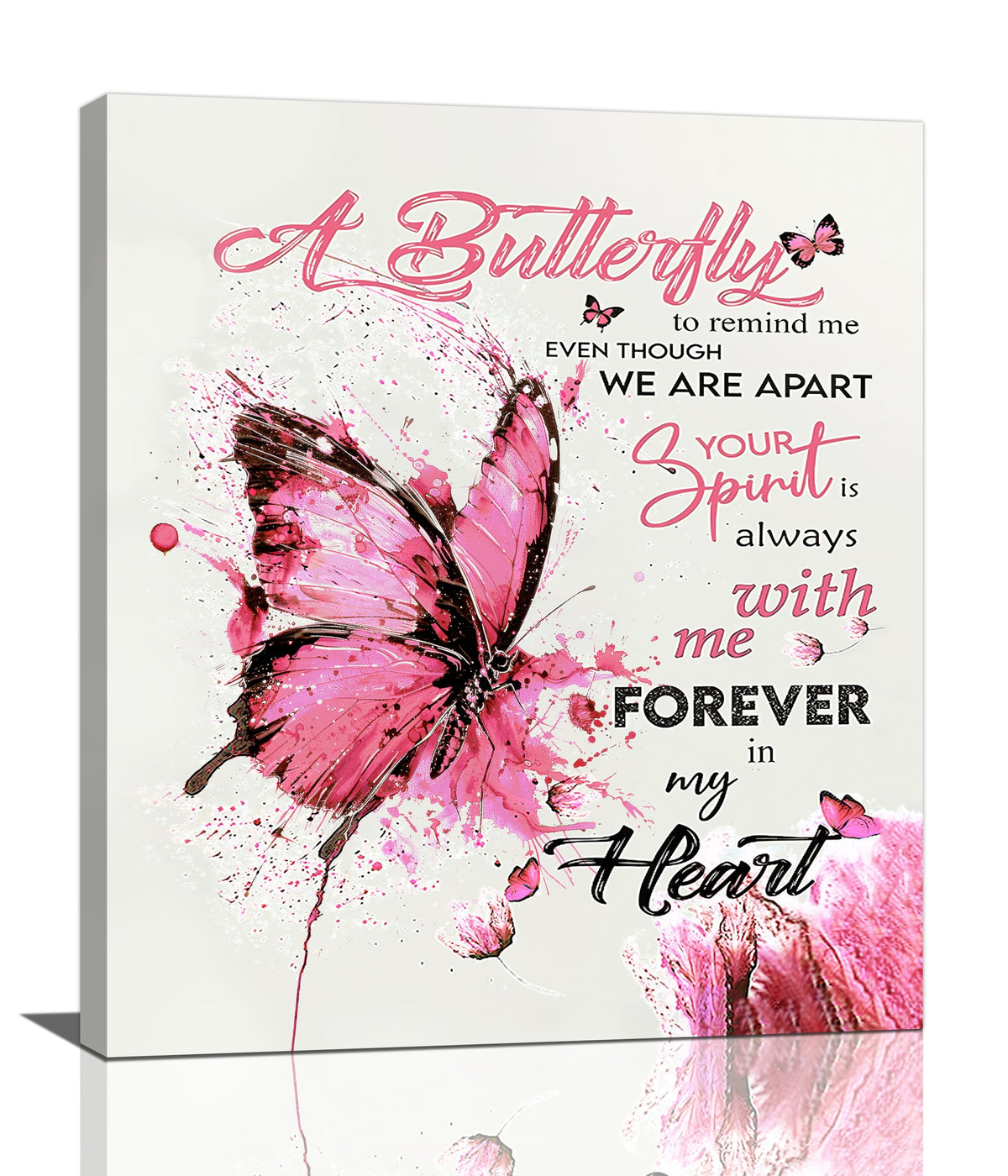 Pink Butterfly Wall Art Watercolor Bathroom Pictures Wall Decor Inspirational Quotes Canvas Prints Painting Framed Artwork Decoration for Bedroom Living Room Office 24"x20" (24"L x 20"W / Watercolor Butterfly-Pi)