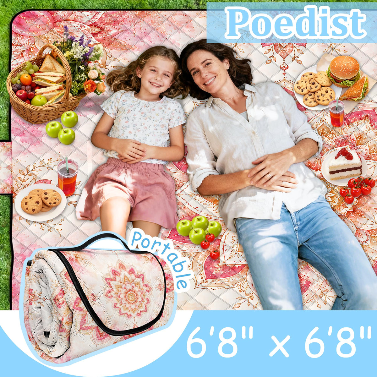 Extra Large Picnic Blanket Waterproof (Pink)