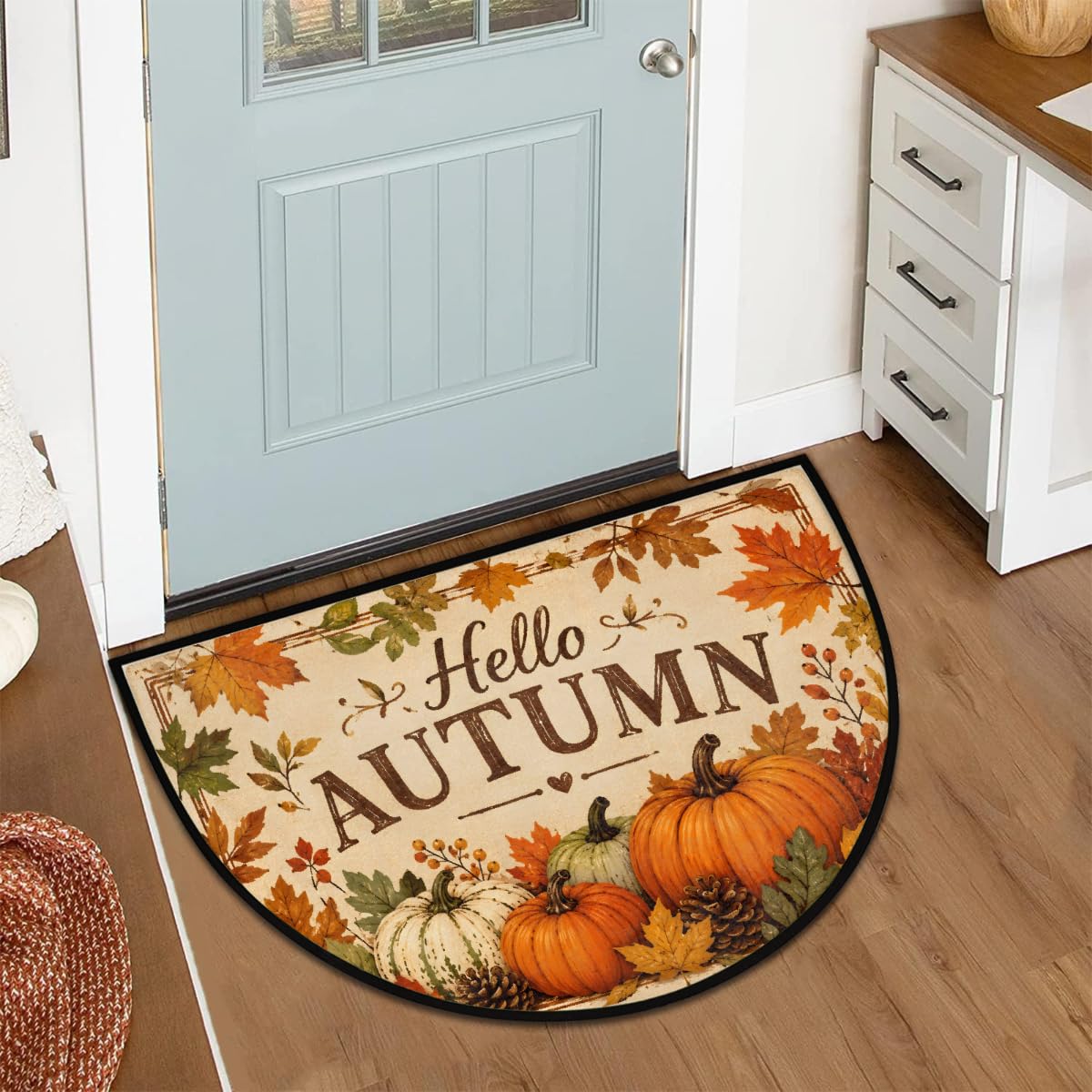 Autumn Half Round Rug Half Moon Door Mat Half Circle Rugs (Z:e-color 3)
