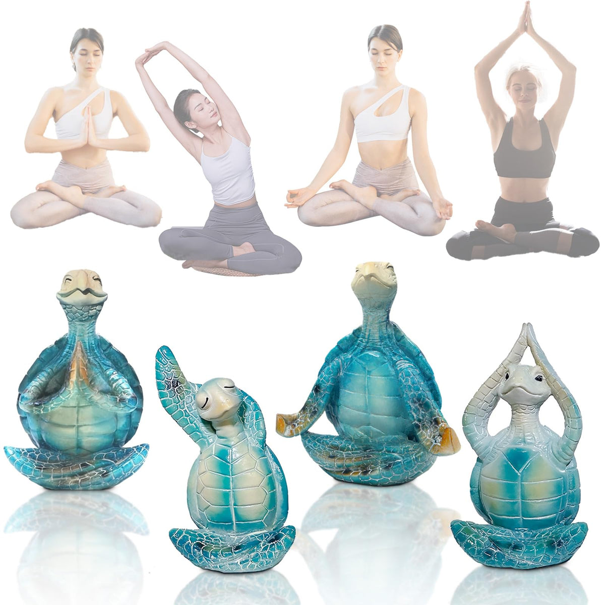 4PCS Yoga Sea Turtle Figurines (Blue and Green)