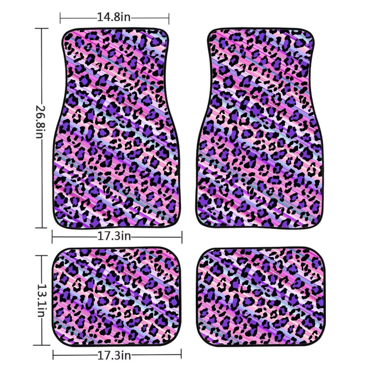Blue Leopard Car Floor Mats Cheetah Print Automotive Floor Mats 4 Piece Cars Foot Mat Washable Front and Rear Auto Rugs Carpet Mat Leopard Car Interior Accessories (Blue Leopard)