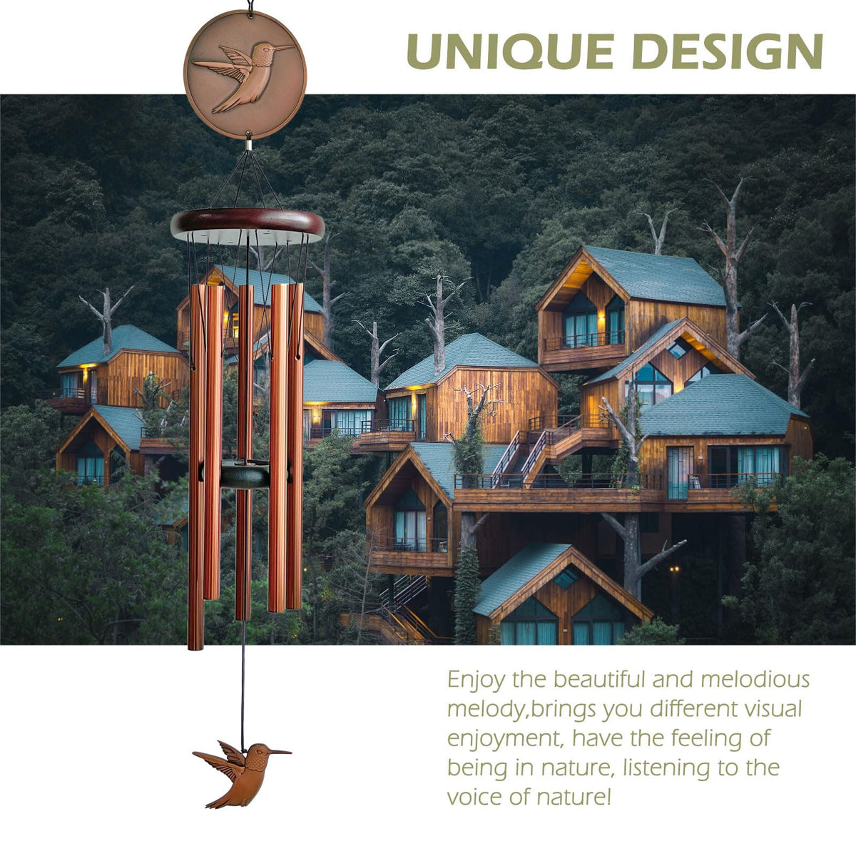 Hummingbird Wind Chimes for Outside (32inch)