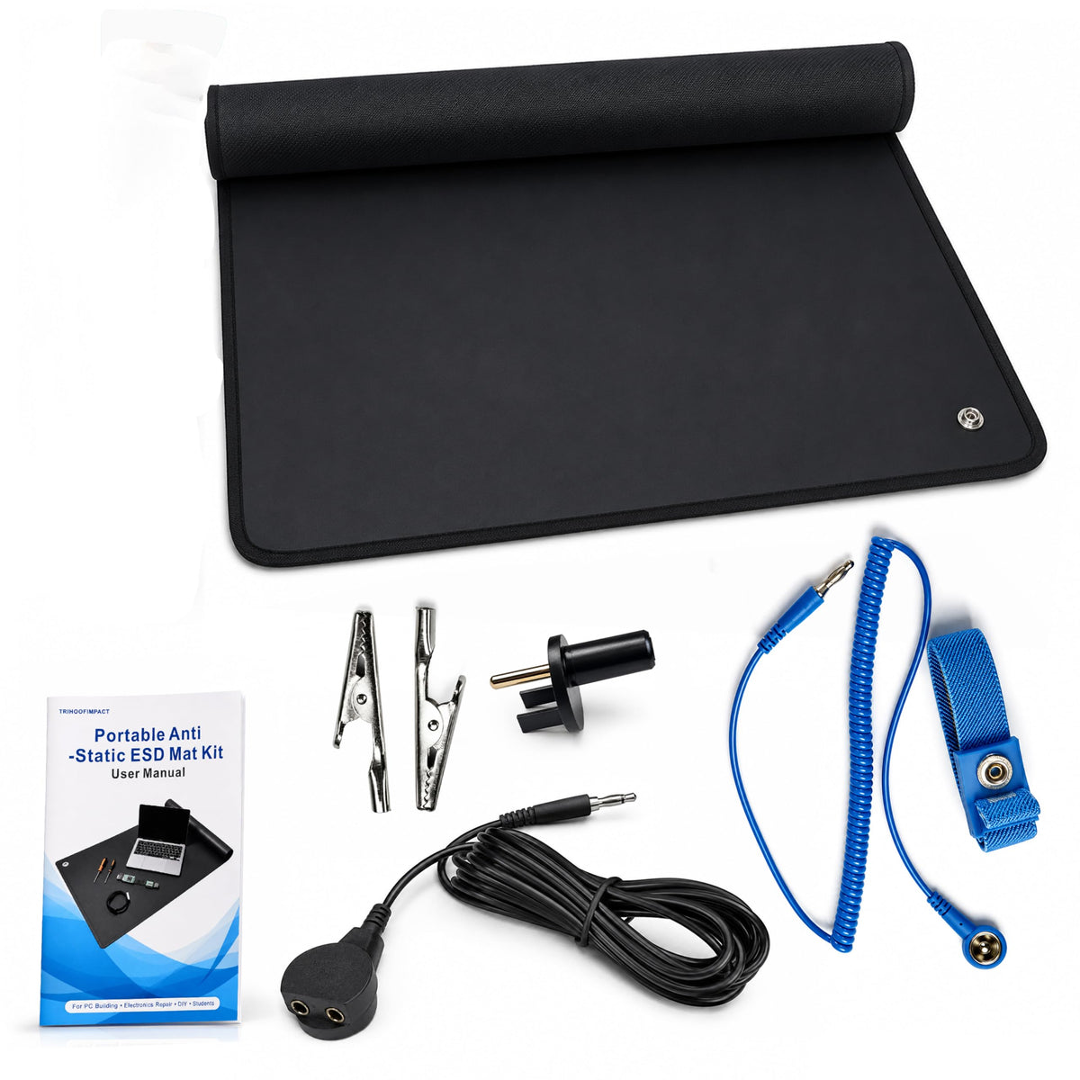 Portable Anti Static Mat ESD Pad with Grounding Cord (Black / 36-Inch)