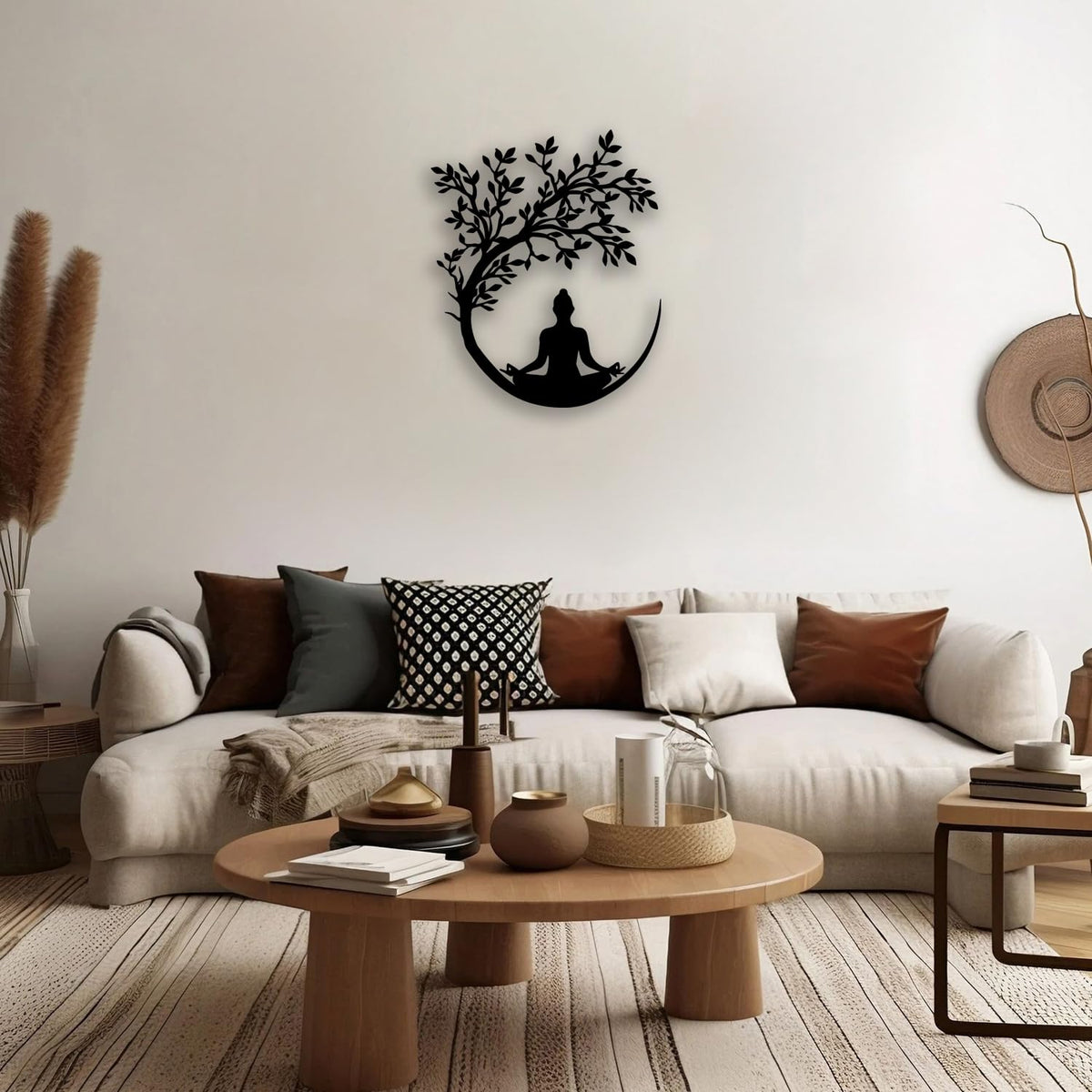 Tree of Life and Buddha Metal Wall Decor (Black)