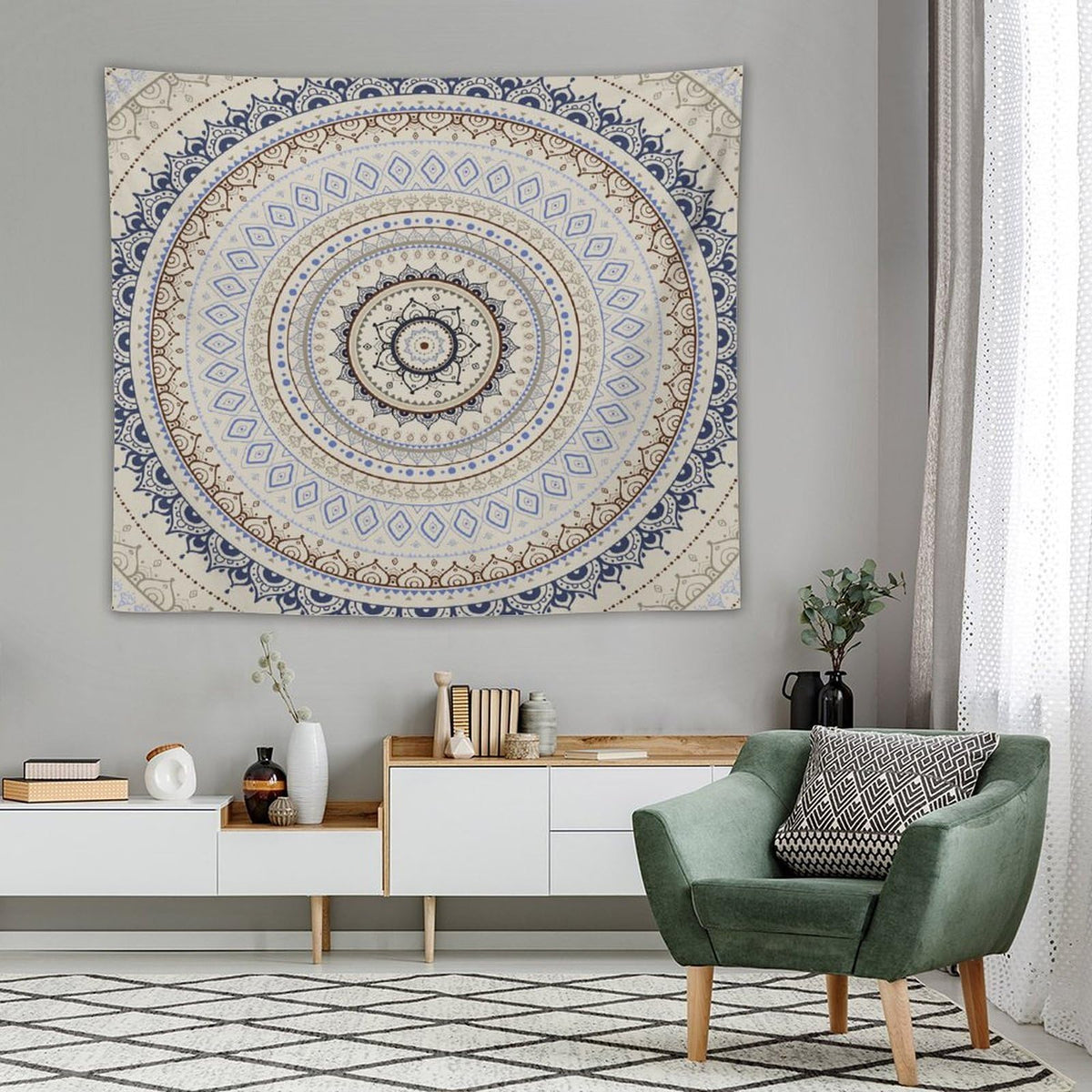 Mandala Tapestry Wall Hanging Retro Eastern Backdrop Swirled Cosmic Lotus Yoga Boho Artwork Tapestries Home Decor for Living Room Bedroom Farmhouse Apartment Dorm 50"x60" (50"L x 60"W / Mandala-44)