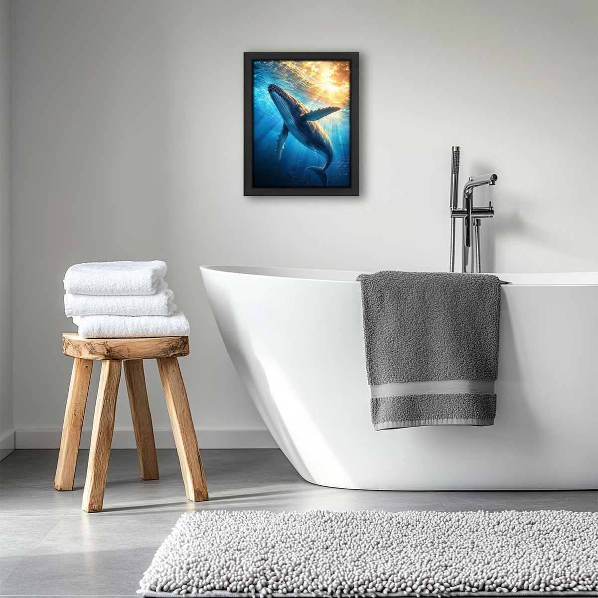 Humpback Whale Decor Wall Art (Wall Art Framed 26 / 10"L x 8"W)