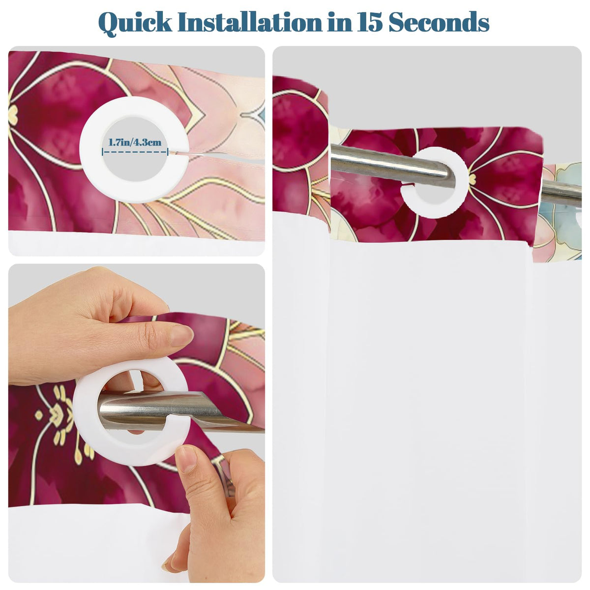 Luxury Art Floral Shower Curtain with Snap in Removable Liner (Abstract Floral)