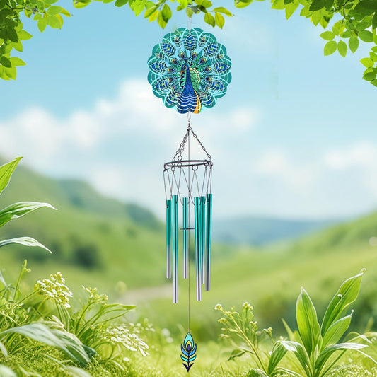 Wind Chimes with Peacock Wind Spinner