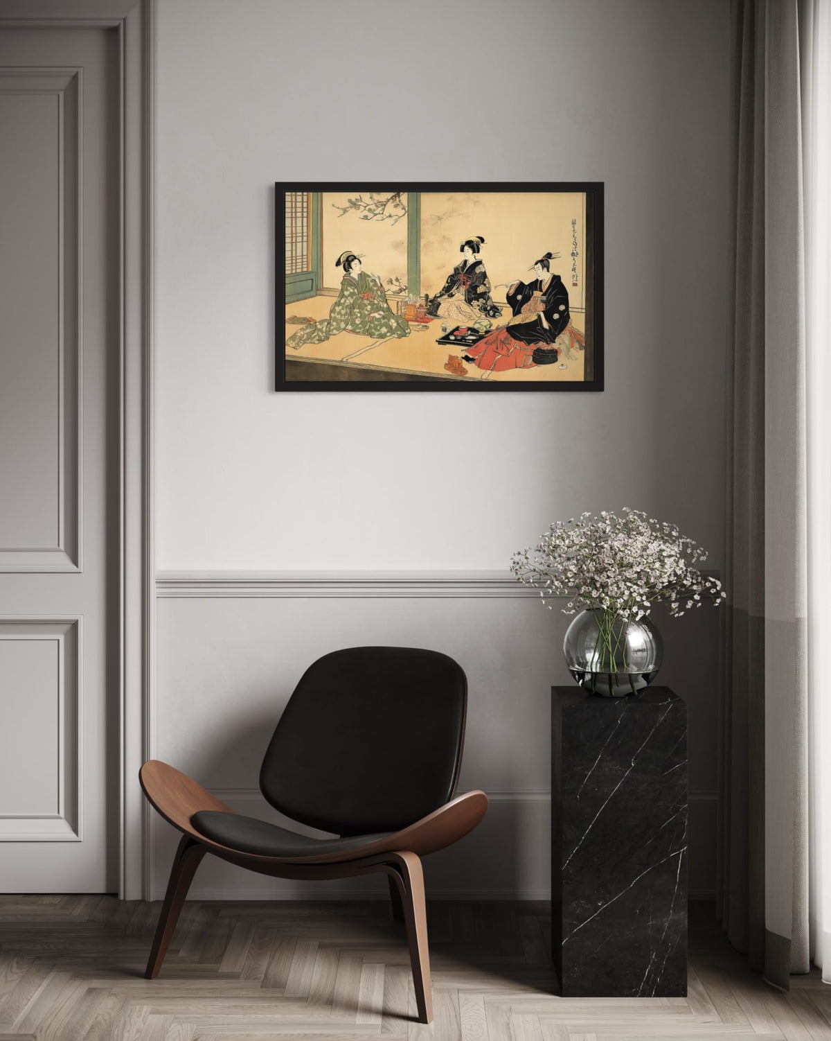 Emperor's Court Black Framed Wall Art Print Poster (Emperor's Court / 14"L x 11"W)