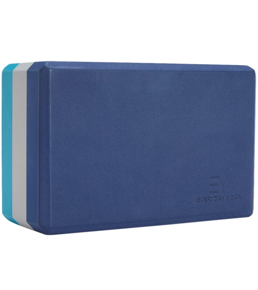 4 Inch Tri Color Foam Yoga Block (Blue / 4 Inch Thick)