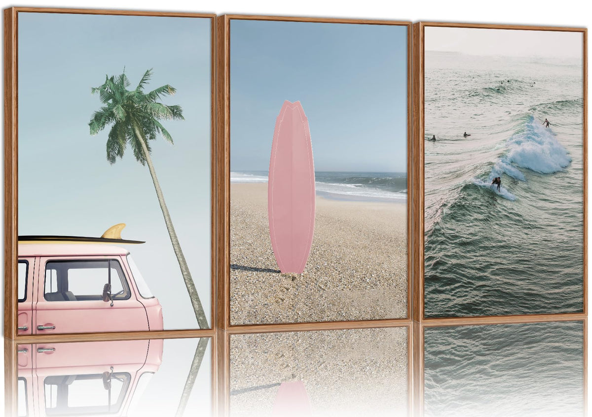 Large Ocean Beach Framed Canvas Wall Art (Ocean Beach / 36"L x 24"W)