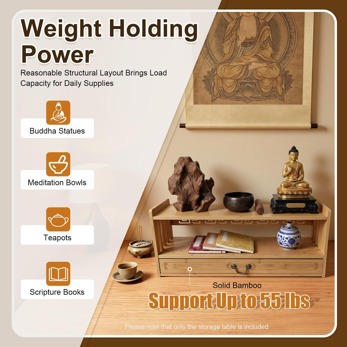 Meditation Altar with Drawer (Wood Color a)