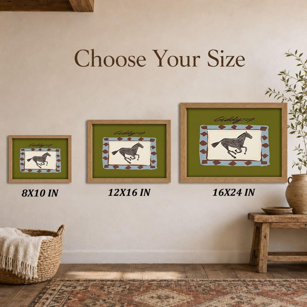 Vintage Western Horse Framed Wall Art (horse / 16"L x 12"W)