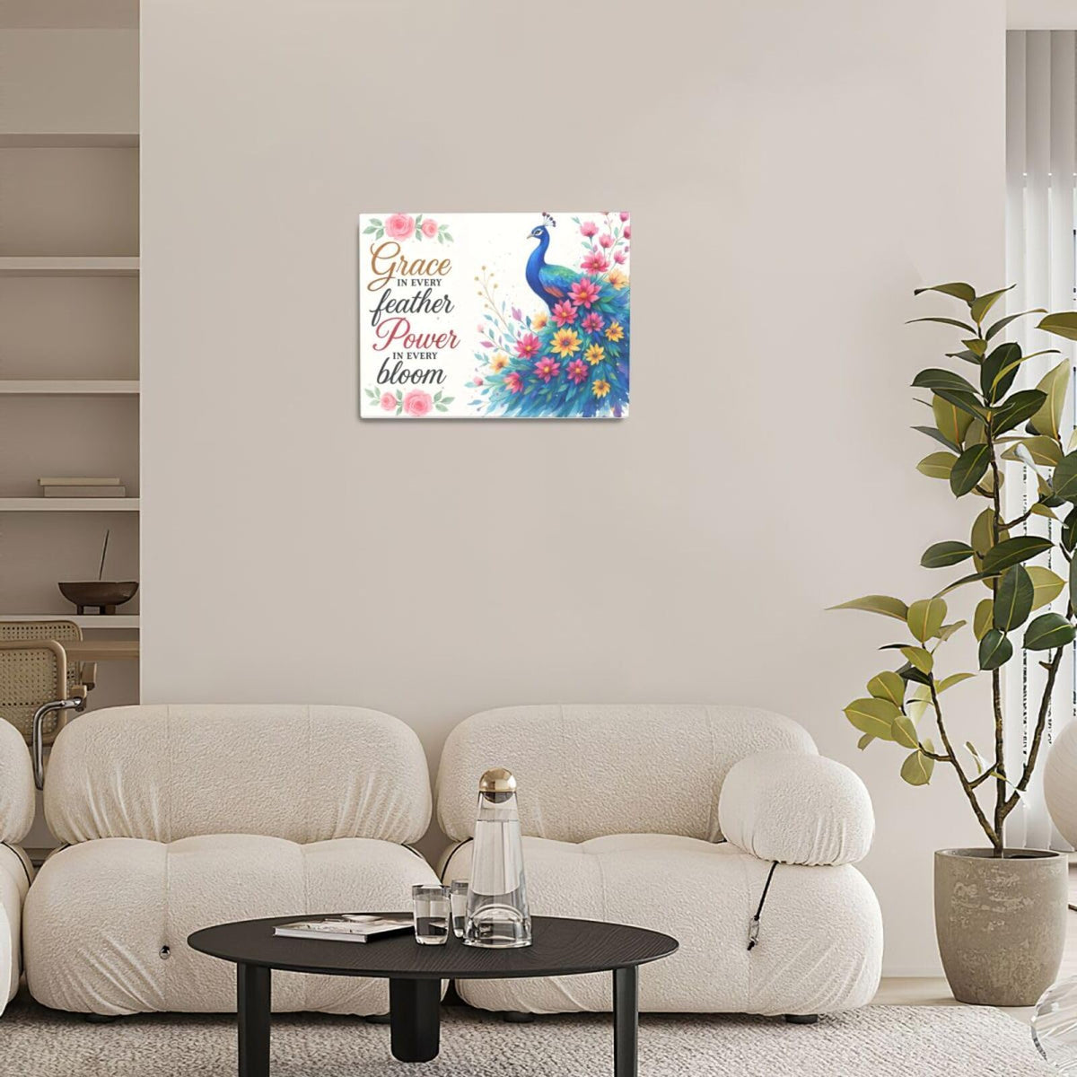 Peacock Wall Art Elegant Peacock Wall Decor Inspirational Canvas Print Painting Pictures Motivational Artwork Framed Decorations Gifts for Women girls Bedroom Bathroom Living Room Office 12"x16" (Peacock / 16"L x 12"W)