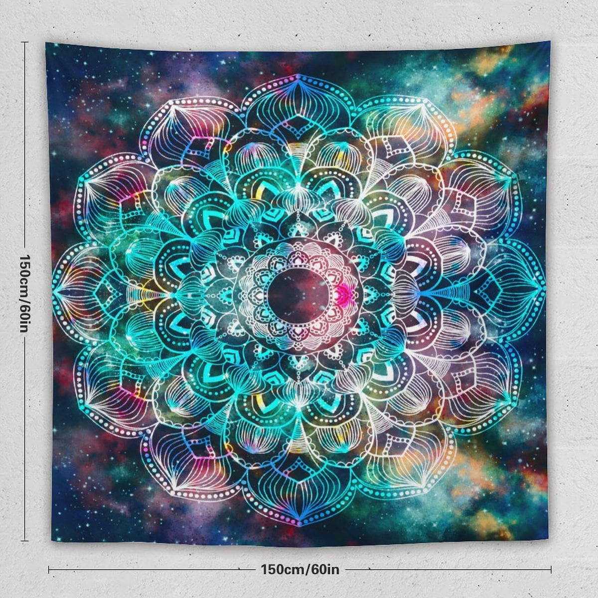 Mandala Tapestry Wall Hanging Colorful Bohemian Boho Galaxy Tapestries Home Decor for Living Room Bedroom Apartment Farmhouse Dorm 60"x60" (60"L x 60"W / Mandala-16)