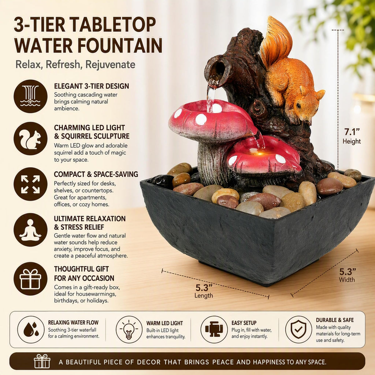 Indoor Resin Statue Desktop Fountain Indoor (Colorful Fountains)