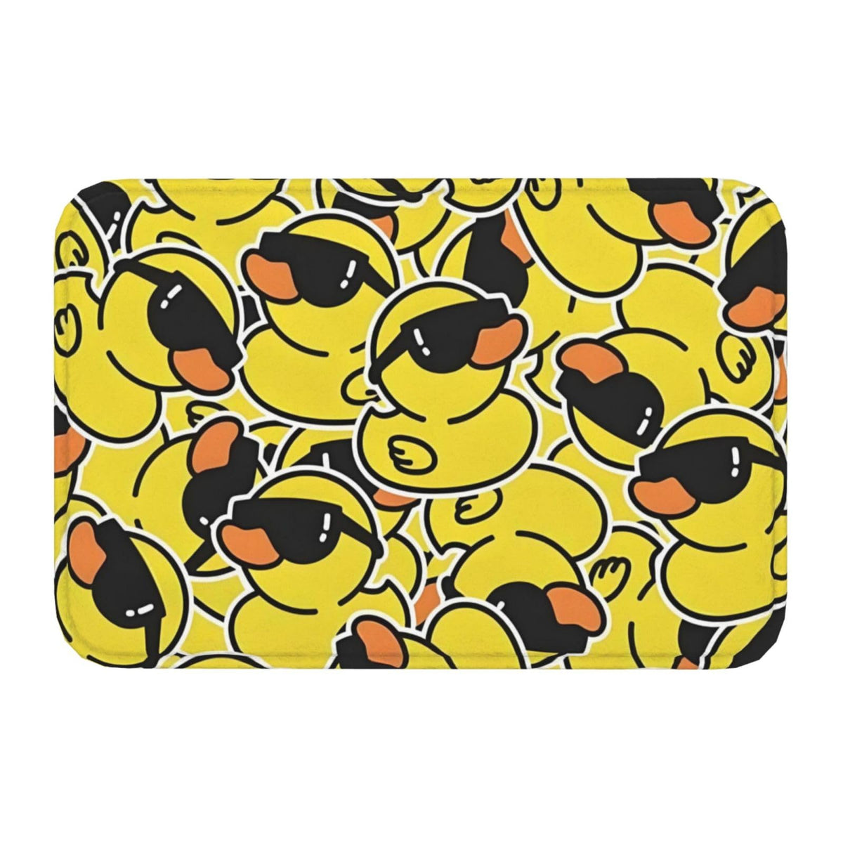 Cartoon Rubber Duck with Sunglasses Bath Mat Non (1'4" x 1'11" (Rectangular) / Yellow Duck Wearing Sunglasses)