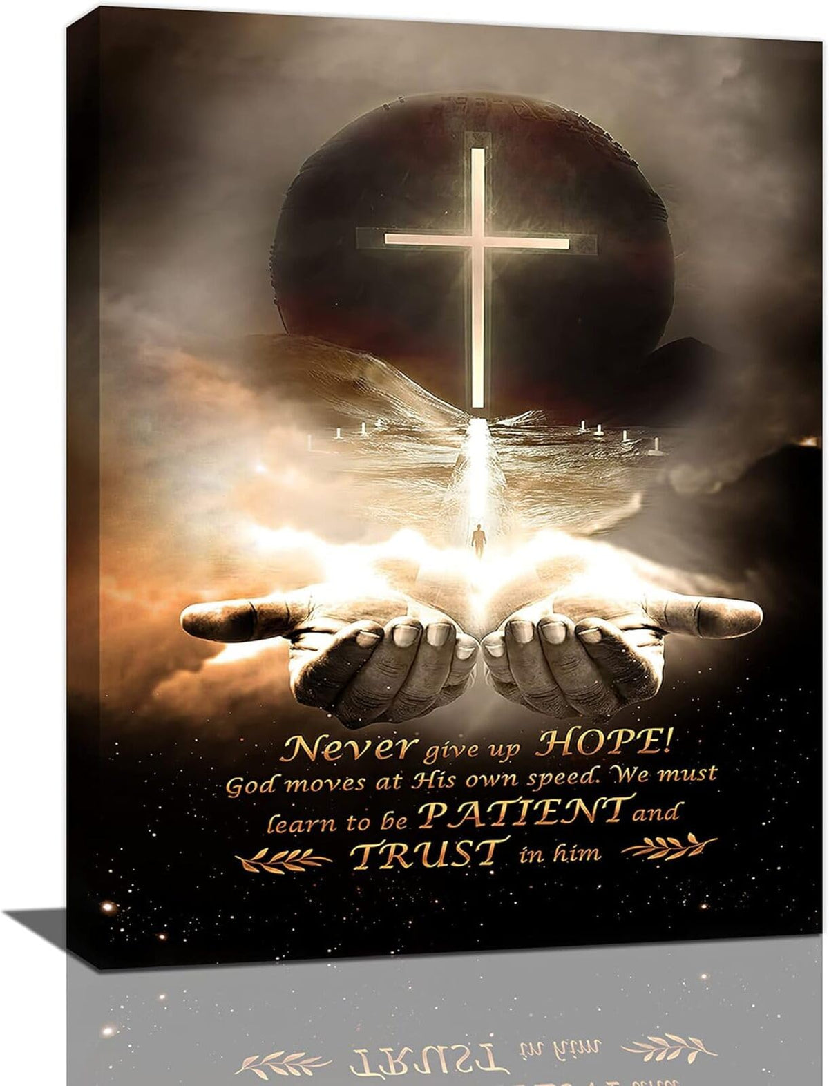 Christian Wall Art Hand Of God Quotes Wall Decor Cross Canvas Religious Jesus Painting Pictures Canvas Prints Framed Modern Artwork For Home Living Room Bedroom 24"x20" (Christian 1 / 24"L x 20"W)