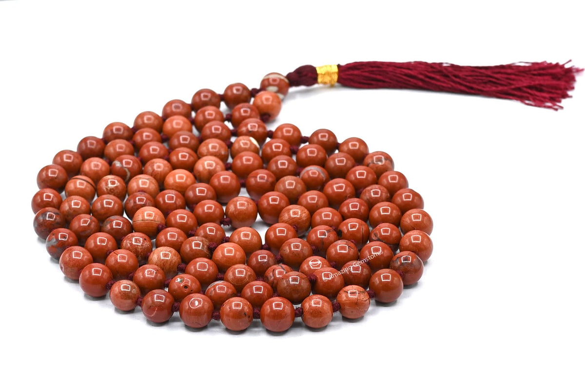 Red Jasper Mala Beads (Red Jasper / Knotted)