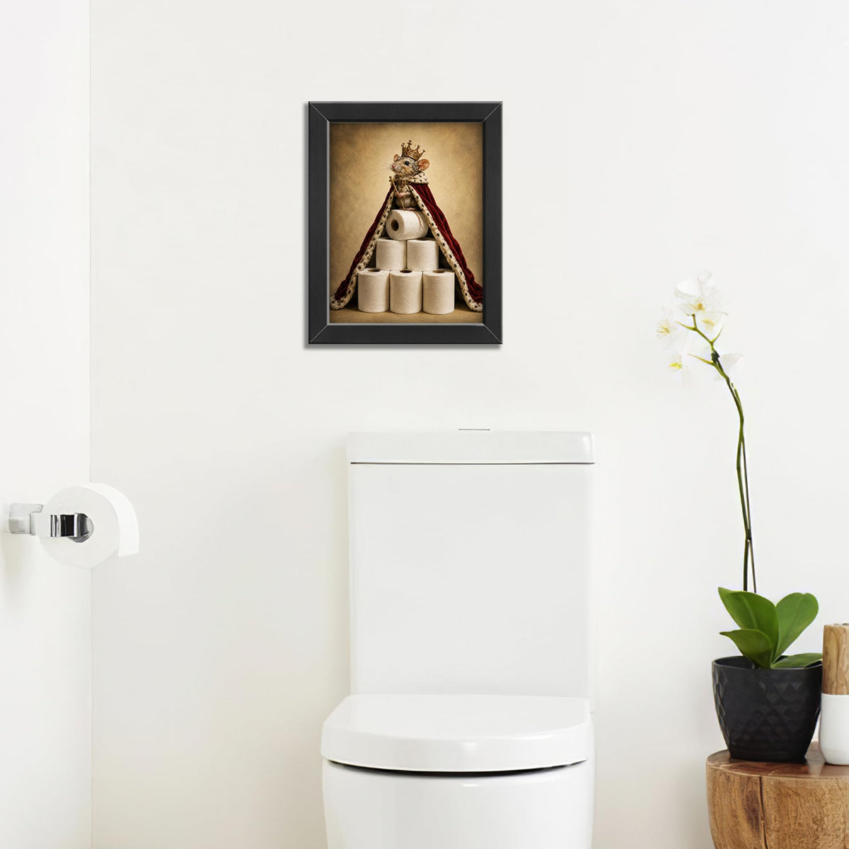 Mouse Bathroom Decor Wall Art (Framed Bathroom Art 920 / 24"L x 16"W)