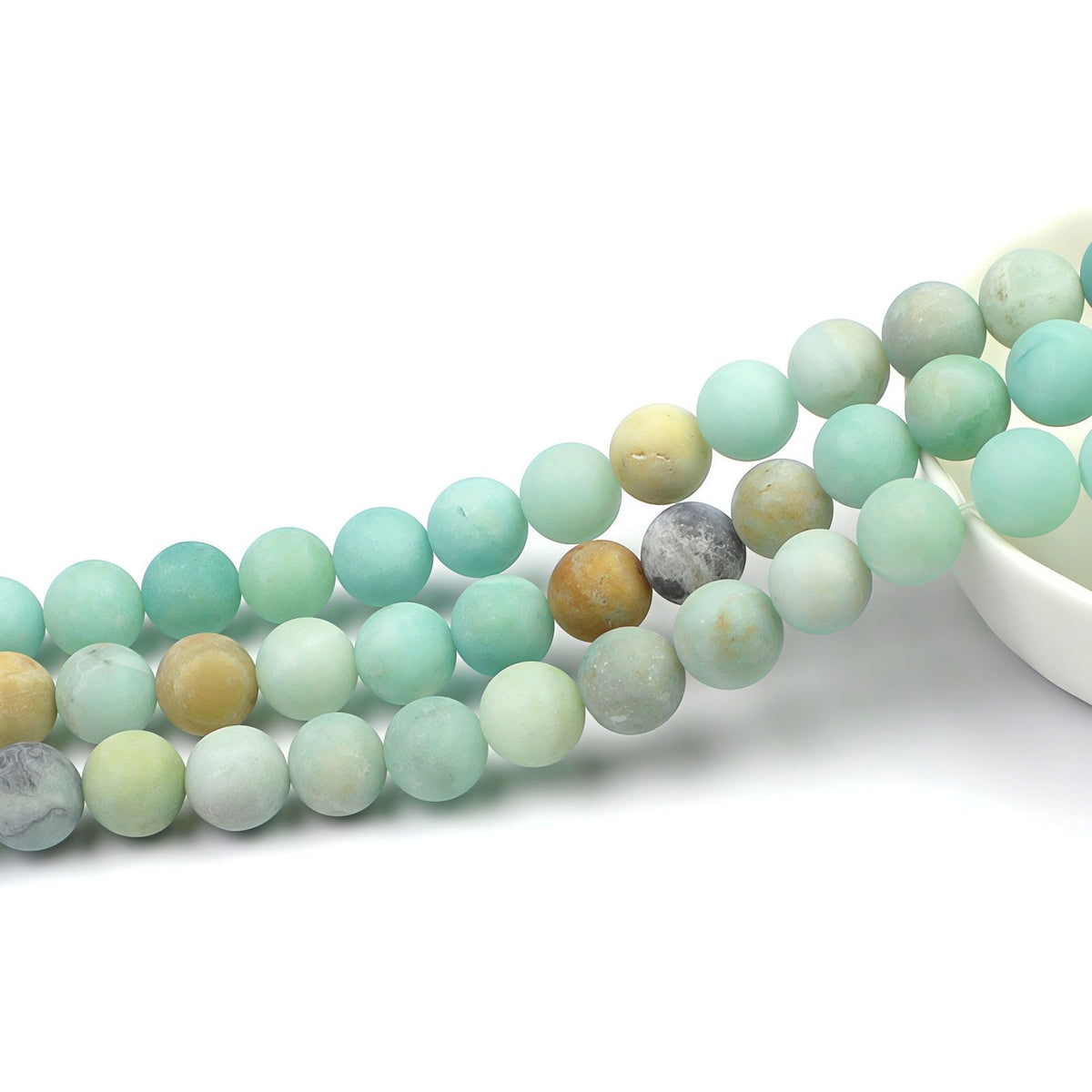 Natural Matte Amazonite Round Loose Beads for Jewelry Making DIY Bracelet Necklace (Matte Mixed Color Amazonite / 6mm)