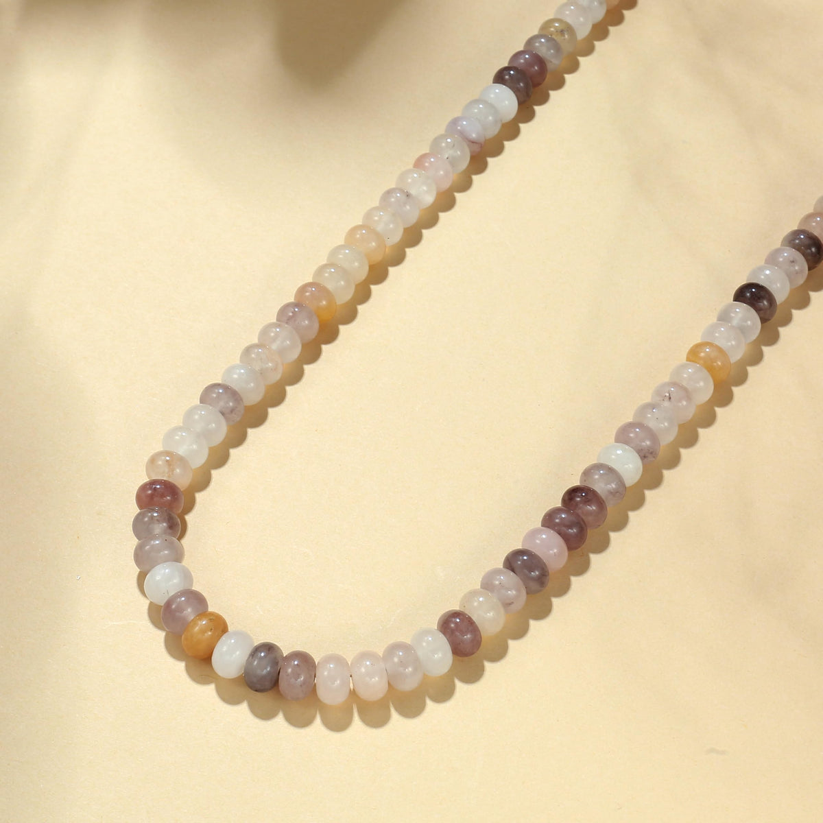 Natural Stone Beaded Choker Necklace for Women (Low saturation gradient color)